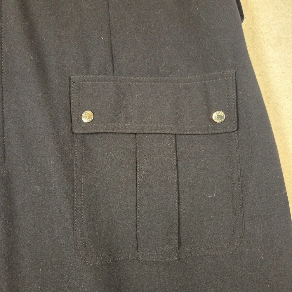 MICHAEL KORS Womens Navy Utility Zip Front Dress XL Roll Tab Sleeves Pockets